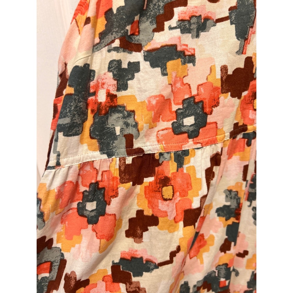Sonoma Goods For Life Womens Large Cotton Tiered Maxi Dress Abstract Floral Boho - Picture 6 of 8